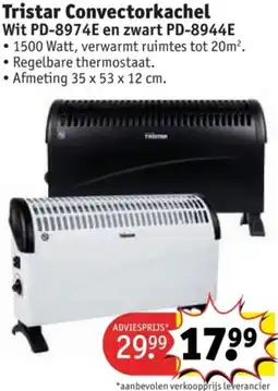 Kruidvat Tristar Convectorkachel Wit PD-8974E en zwart PD-8944E aanbieding