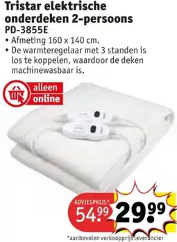 Kruidvat Tristar elektrische onderdeken 2-persoons PD-3855E aanbieding