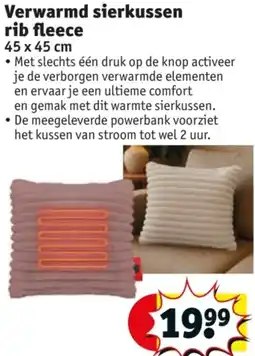 Kruidvat Verwarmd sierkussen rib fleece aanbieding