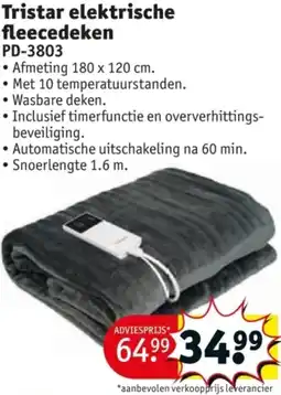 Kruidvat Tristar elektrische fleecedeken aanbieding