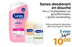 Trekpleister Sanex deodorant en douche aanbieding
