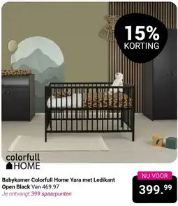 Van Asten BabySuperstore Babykamer Colorfull Home Yara met Ledikant Open Black aanbieding