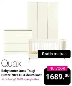 Van Asten BabySuperstore Babykamer Quax Tsugi Butter 3-deurs kast aanbieding