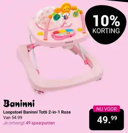 Van Asten BabySuperstore Loopstoel Baninni Totti 2 in 1 Roze aanbieding