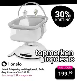 Van Asten BabySuperstore 2 in 1 Babyswing en Wieg Lionelo Bella Grey Concrete aanbieding