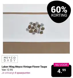 Van Asten BabySuperstore Laken Wieg Meyco Vintage Flower Taupe aanbieding