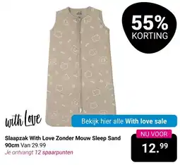 Van Asten BabySuperstore Slaapzak With Love Zonder Mouw Sleep Sand aanbieding