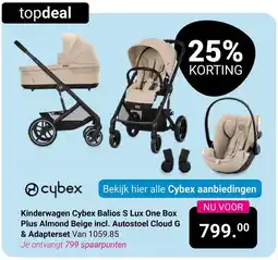 Van Asten BabySuperstore Kinderwagen Cybex Balios S Lux One Box Plus Almond Beige incl. Autostoel Cloud G & Adapterset aanbieding