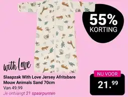 Van Asten BabySuperstore Slaapzak With Love Jersey Afritsbare Mouw Animals Sand aanbieding