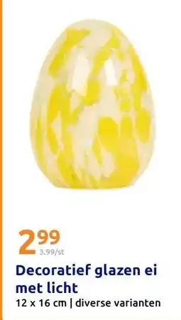 Action Decoratief glazen ei met licht aanbieding