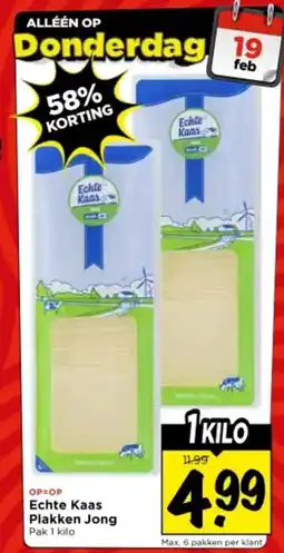 Vomar Voordeelmarkt Echte Kaas Plakken Jong aanbieding