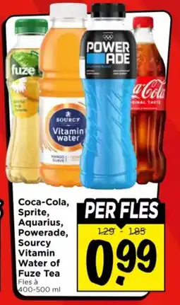 Vomar Voordeelmarkt Coca-Cola, Sprite, Aquarius, Powerade, Sourcy Vitamin Water of Fuze Tea aanbieding