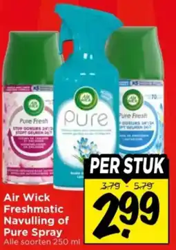 Vomar Voordeelmarkt Air Wick Freshmatic Navulling of Pure Spray aanbieding