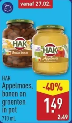 ALDI Hak Appelmoes, bonen en groenten in pot aanbieding