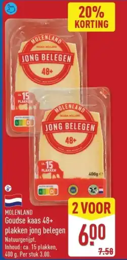 ALDI Molenland Goudse kaas 48+ plakken jong belegen aanbieding