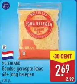 ALDI Molenland Goudse geraspte kaas 48+ jong belegen aanbieding