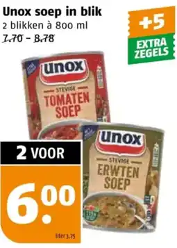Poiesz Unox soep in blik aanbieding