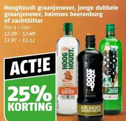 Poiesz Hooghoudt graanjenever, jonge dubbele graanjenever, kalmoes beerenburg of zachtbitter aanbieding