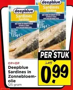 Vomar Voordeelmarkt Deepblue Sardines in Zonnebloem- olie aanbieding