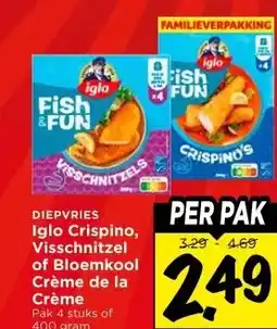 Vomar Voordeelmarkt DIEPVRIES Iglo Crispino, Visschnitzel of Bloemkool Crème aanbieding