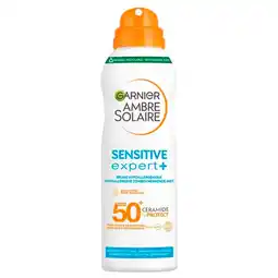 Trekpleister Garnier Ambre Solaire Sensitive Expert SPF50+ Zonbeschermende Mist aanbieding