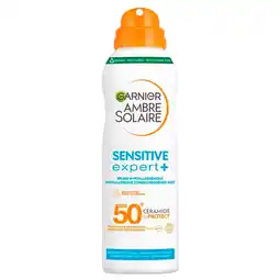 Trekpleister Garnier Ambre Solaire Sensitive Expert SPF50+ Zonbeschermende Mist aanbieding