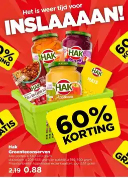PLUS HAK Groenteconserven aanbieding