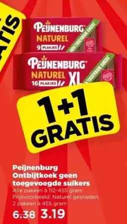 PLUS Peijnenburg Ontbijtkoek geen toegevoegde suikers aanbieding