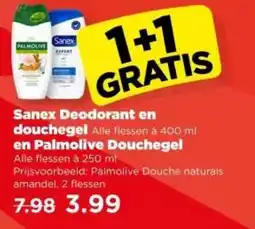 PLUS Sanex Deodorant en douchegel en Palmolive Douchegel aanbieding