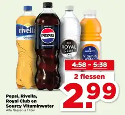 PLUS Pepsi, Rivella, Royal Club en Sourcy Vitaminwater aanbieding