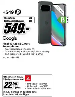 MediaMarkt Google Pixel 10 128 GB Zwart Smartphone aanbieding