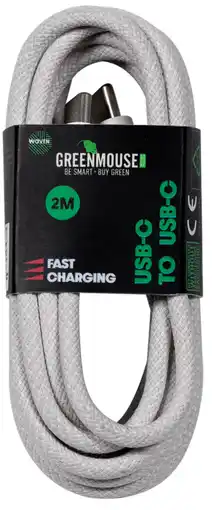 PLUS GreenMouse USB-C to USB-C kabel woven 2m aanbieding