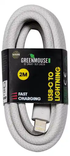 PLUS GreenMouse USB-C to Light woven 2m aanbieding