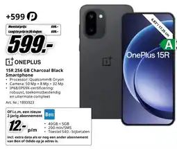 MediaMarkt ONEPLUS 15R 256 GB Charcoal Black Smartphone aanbieding