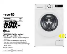 MediaMarkt LG F4DR3096N3W TurboWash Was-droogcombinatie aanbieding