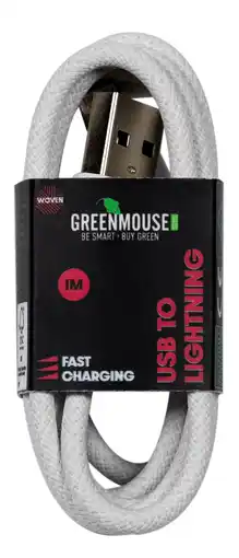 PLUS GreenMouse Lightning kabel woven 1m aanbieding