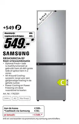 MediaMarkt SAMSUNG RB34C600CSA/EF Koel-vriescombinatie aanbieding