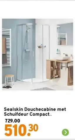 GAMMA Sealskin Douchecabine met Schuifdeur Compact Kwartrond 195x90 cm Chroom aanbieding
