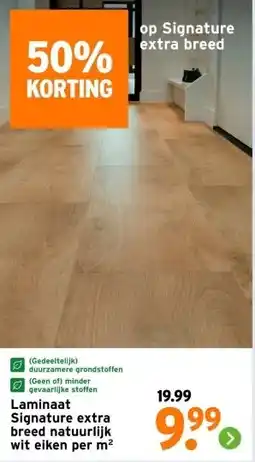 GAMMA Laminaat Signature extra breed natuurlijk wit eiken aanbieding