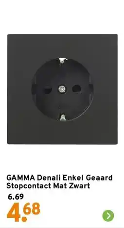 GAMMA GAMMA Denali Enkel Geaard Stopcontact Mat Zwart aanbieding