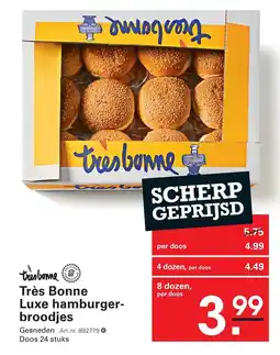 Sligro Très Bonne Luxe hamburger- broodjes aanbieding