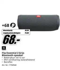 MediaMarkt JBL HARMAN Flip Essential 2 Grijs Bluetooth-speaker aanbieding