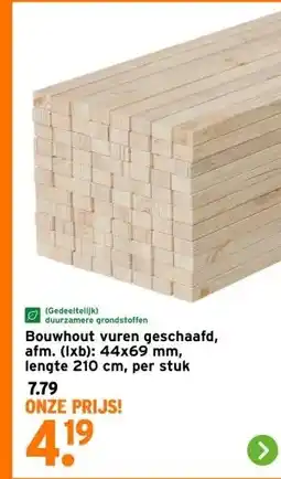 GAMMA Bouwhout vuren geschaafd, aanbieding