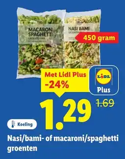 Lidl Nasi/bami- of macaroni/spaghetti groenten aanbieding