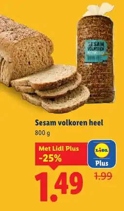 Lidl Sesam volkoren heel aanbieding