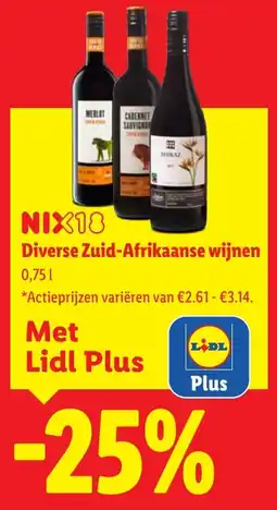 Lidl Diverse Zuid-Afrikaanse wijnen aanbieding