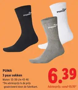 Lidl PUMA 3 paar sokken aanbieding