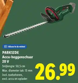 Lidl Parkside Accu-heggenschaar 20 V aanbieding