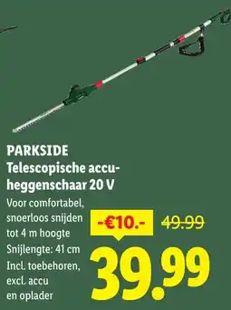 Lidl Parkside Telescopische accu-heggenschaar 20 V aanbieding