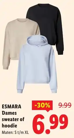 Lidl ESMARA Dames sweater of hoodie Maten: S t/m XL aanbieding